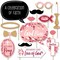 Big Dot of Happiness Pink Elegant Cross - Girl Religious Party Photo Booth Props Kit - 20 Count
